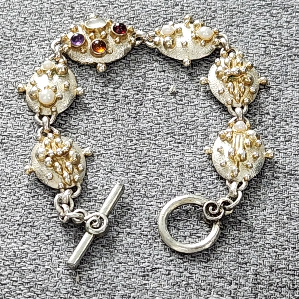 Vintage RARE Michou Sterling Silver and 22k Gold Vermeil Bracelet